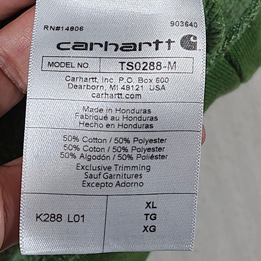 Carhartt Mens XL Loose Fit Midweight Logo Sleeve Hoodie Heather Green K288 Fall - Picture 7 of 10